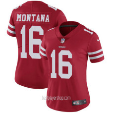 Womens San Francisco 49ers #16 Joe Montana Game Red Home Vapor Jersey Bestplayer